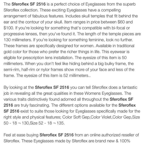 Sferoflex Eyeglasses Frames 2516 Rim Flex - Picture 8 of 9